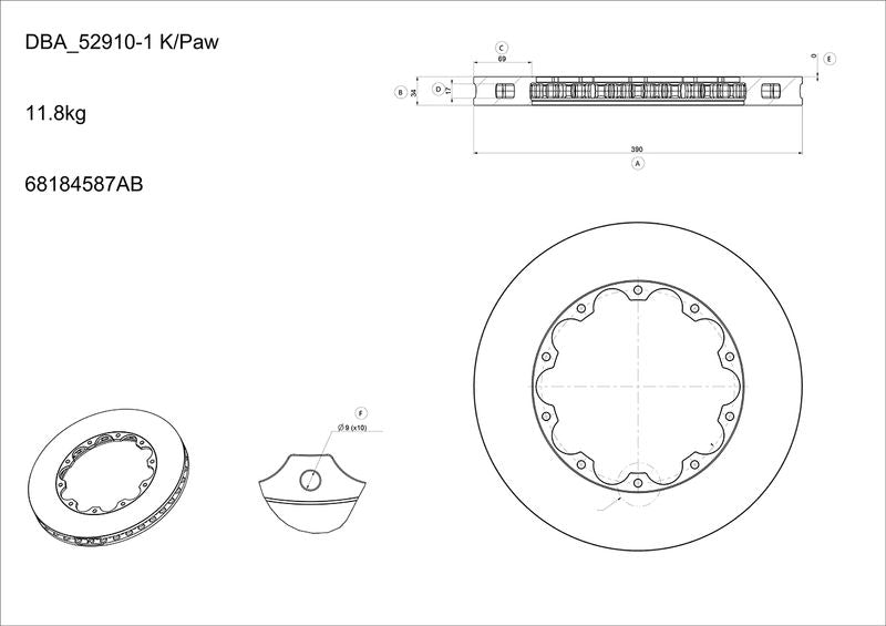 5000 series - T3 Slotted - Rotor Only - DBA52910.1S