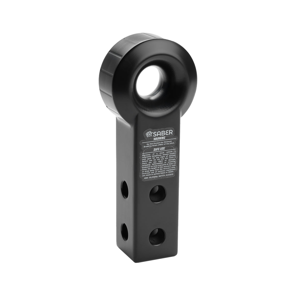 7075 Aluminium Rope Friendly Recovery Hitch Extended - Cerakote Black - SBR-RFRH4BLK