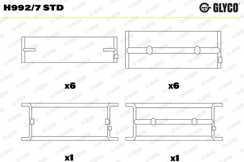 Kloķvārpstas gultņa ieliktnis - H992/7 STD