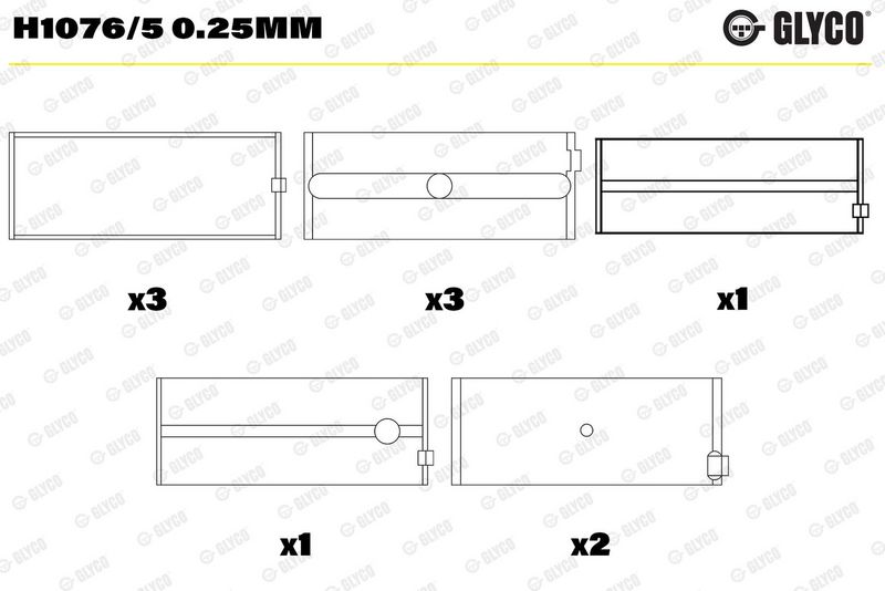 Kloķvārpstas gultņa ieliktnis - H1076/5 0.25mm