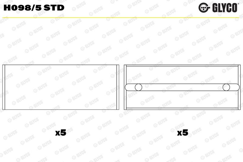 Kloķvārpstas gultņa ieliktnis - H098/5 STD
