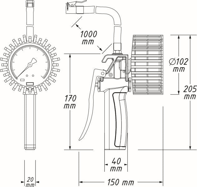 Riepu pumpēšanas pistoles un spiediena mērītāji - 9041G-1