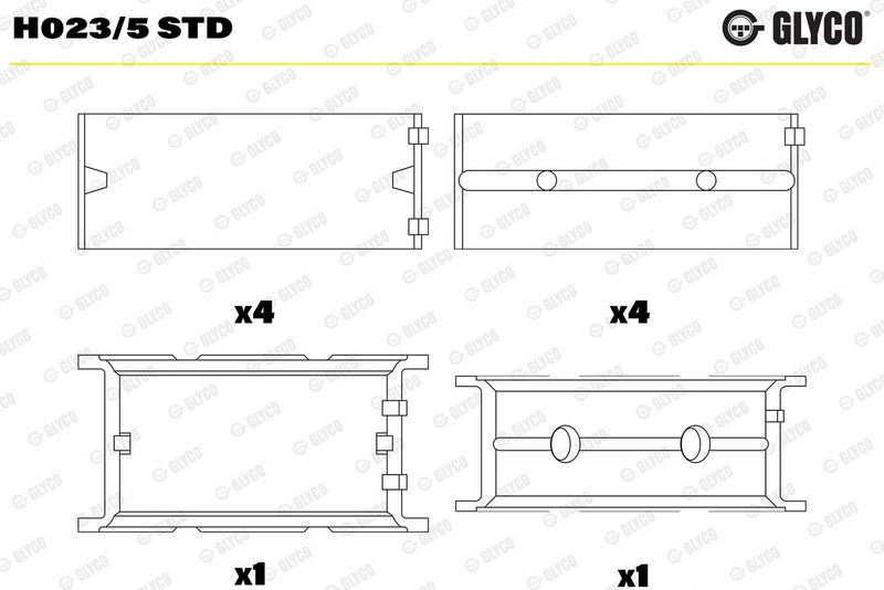 Kloķvārpstas gultņa ieliktnis - H023/5 STD