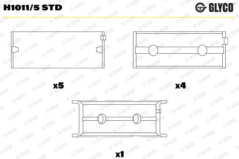 Kloķvārpstas gultņa ieliktnis - H1011/5 STD
