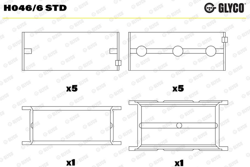 Kloķvārpstas gultņa ieliktnis - H046/6 STD