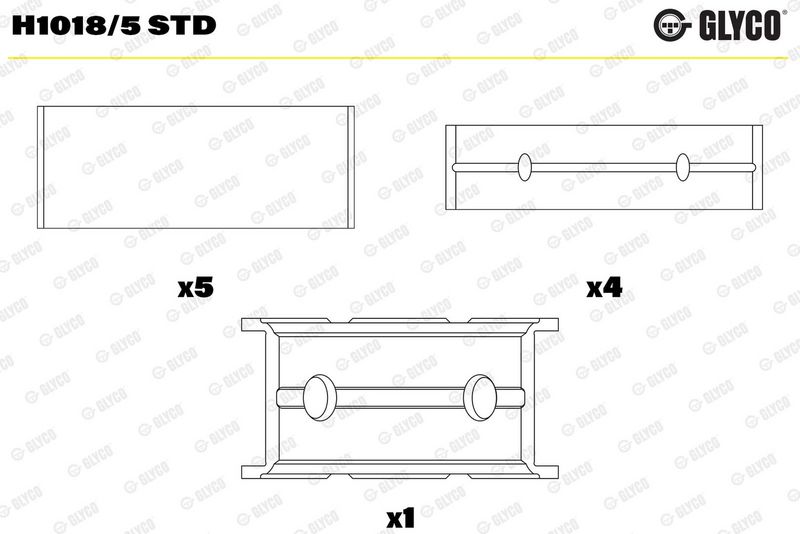Kloķvārpstas gultņa ieliktnis - H1018/5 STD