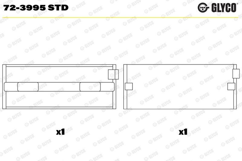 Kloķvārpstas gultņa ieliktnis - 72-3995 STD