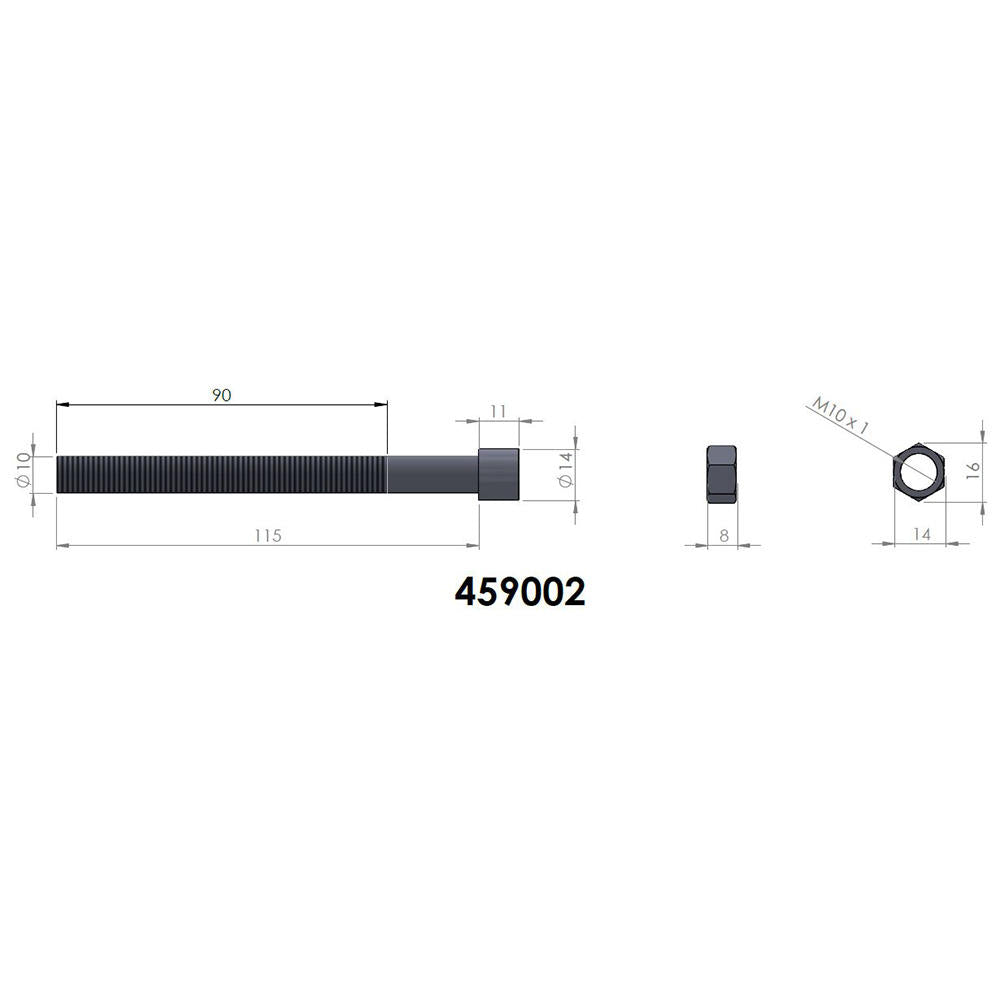 Centre Bolt M10 x 115mm - 459002
