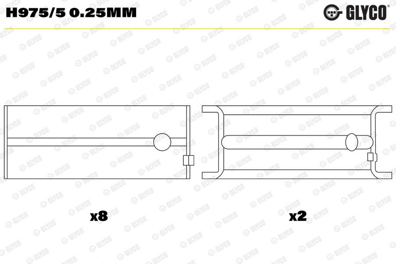 Kloķvārpstas gultņa ieliktnis - H975/5 0.25mm