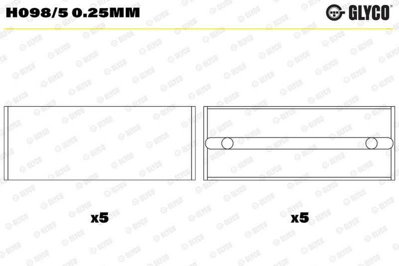 Kloķvārpstas gultņa ieliktnis - H098/5 0.25mm