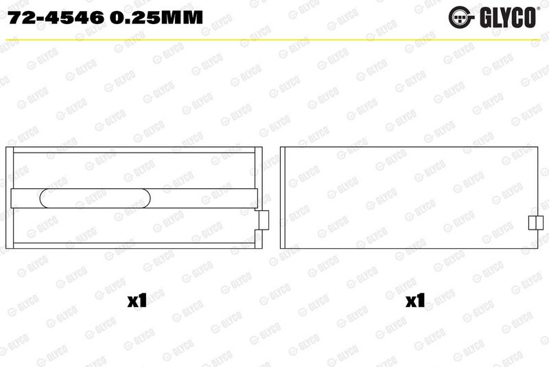 Kloķvārpstas gultņa ieliktnis - 72-4546 0.25mm