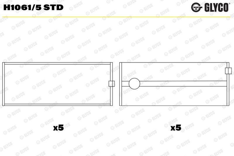 Kloķvārpstas gultņa ieliktnis - H1061/5 STD