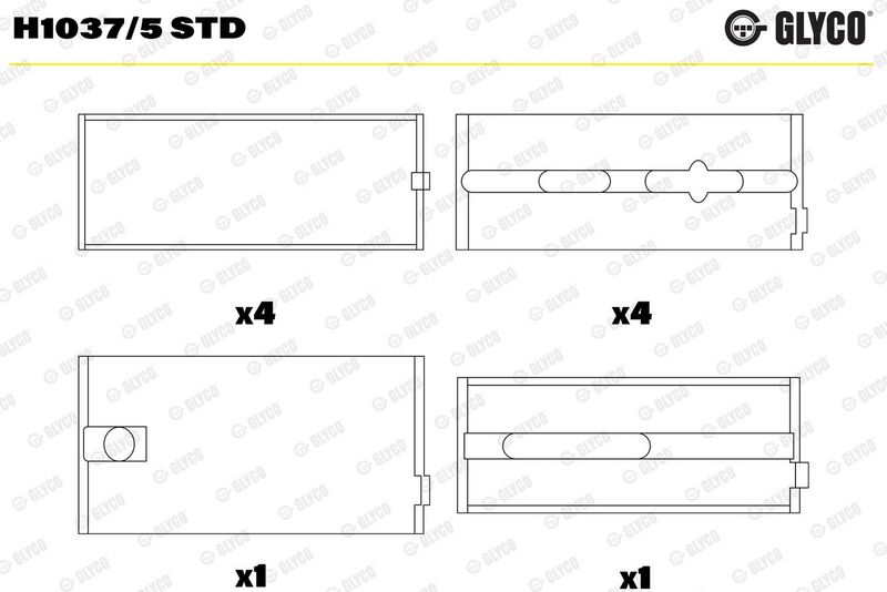 Kloķvārpstas gultņa ieliktnis - H1037/5 STD