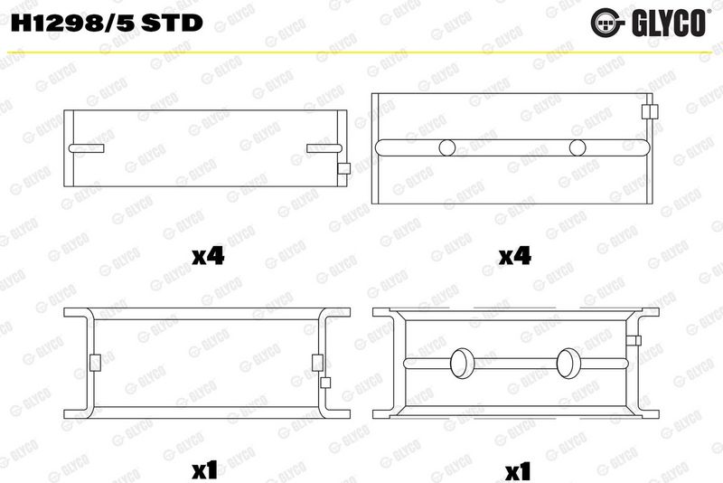 Kloķvārpstas gultņa ieliktnis - H1298/5 STD