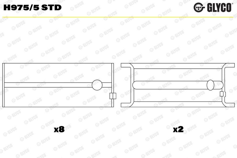 Kloķvārpstas gultņa ieliktnis - H975/5 STD