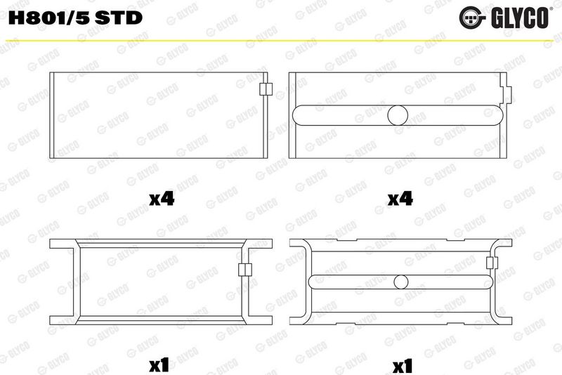 Kloķvārpstas gultņa ieliktnis - H801/5 STD