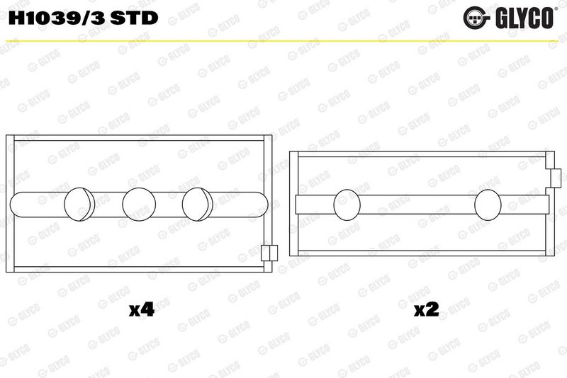 Kloķvārpstas gultņa ieliktnis - H1039/3 STD