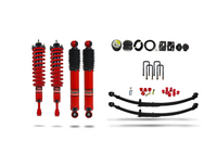 Pedders Heavy Duty Load Carrying and Towing Suspension Kit. With Addtional Air Bags. With Adjustable Foam Cell Shocks & Assembled Front Struts & Parabolic Leaf Springs. Toyota Hilux MK8 & MK9 - 803240PA