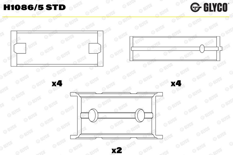 Kloķvārpstas gultņa ieliktnis - H1086/5 STD