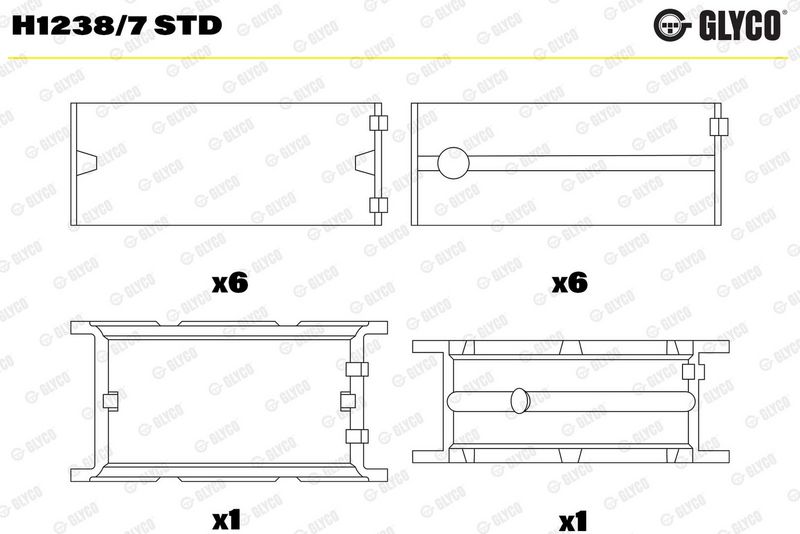 Kloķvārpstas gultņa ieliktnis - H1238/7 STD