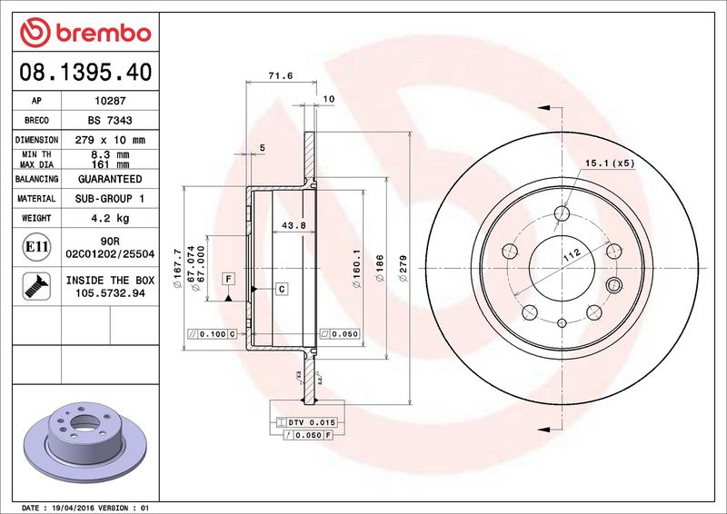 Jarrulevy - 08.1395.40