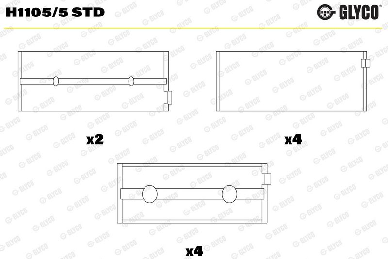 Kloķvārpstas gultņa ieliktnis - H1105/5 STD