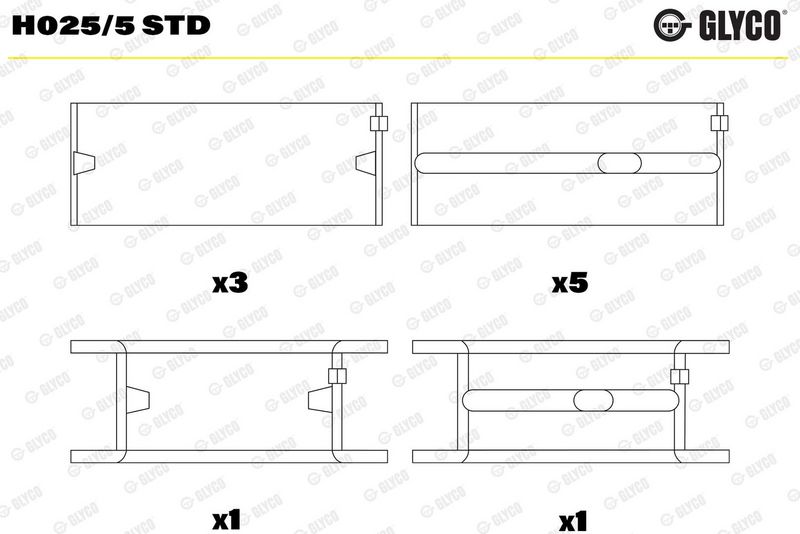 Kloķvārpstas gultņa ieliktnis - H025/5 STD