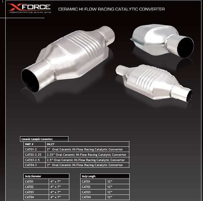 2.5" Ceramic High-Flow Racing Catalytic Converter (100cell) - Oval - CAT03-2.5