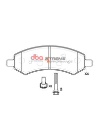 Brake Kit - 4000 Series T3 Slotted & Xtreme Performance Brake Pads (2x DBA42442S+ DB7991XP) - DBA42442S-7991XP