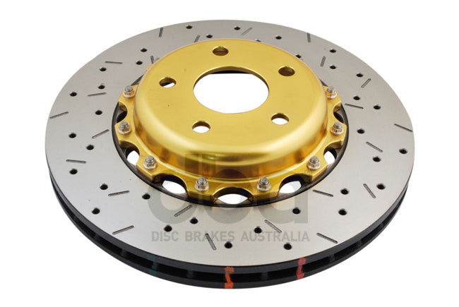 5000 series - Crossed Drilled & Slotted 2-Piece Gold Hat - DBA5000GLDXS