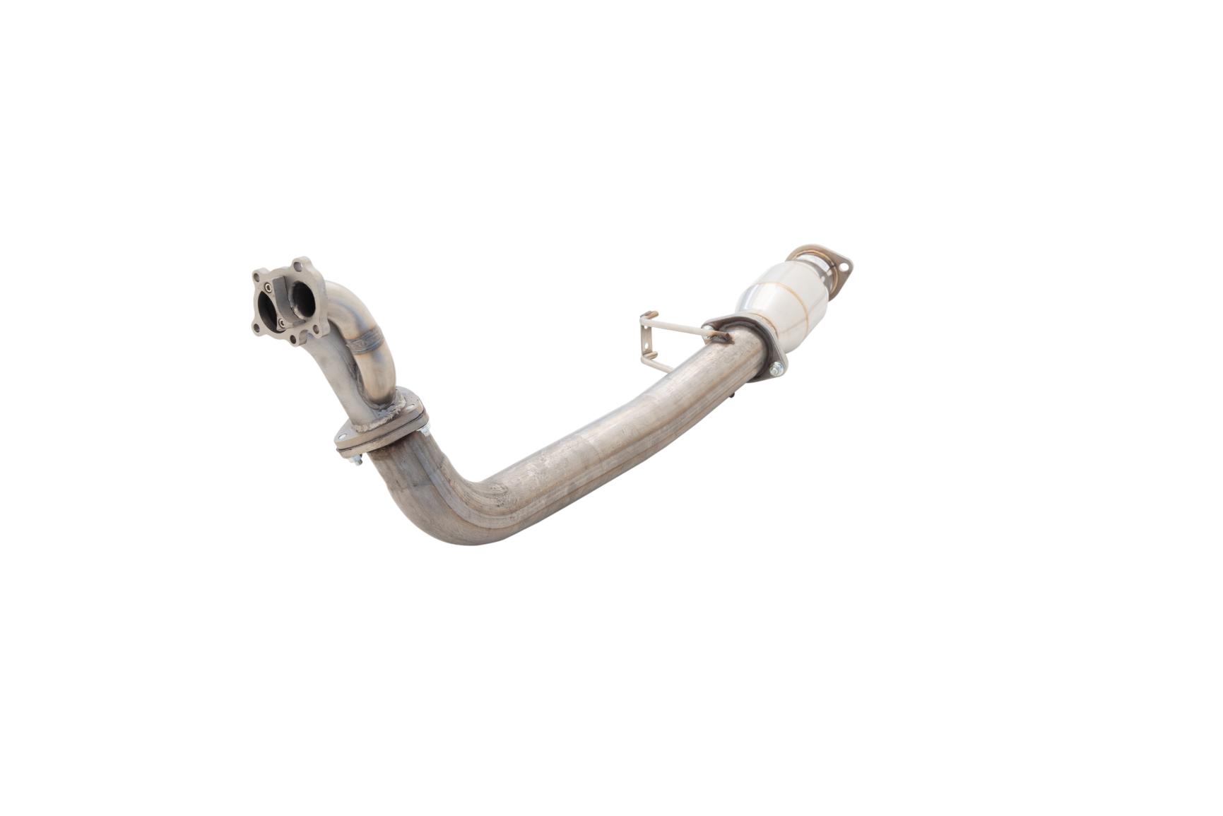 3" Downpipe with High-Flow Catalytic Converter, 409 Raw Stainless Steel (for track and off road use only) - E4-NS01-KITB