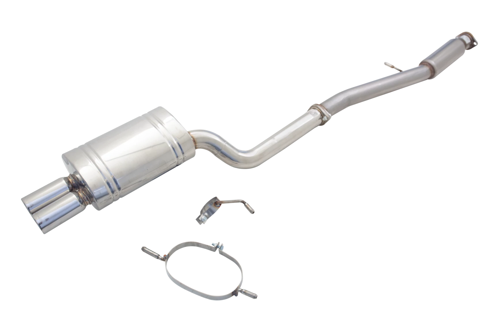 3" Cat-Back System with Oval Twin-Tip Muffler, 409 Raw Stainless Steel - E4-SW05-MP01-CBS
