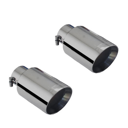 Black Round Angle-Cut Double Wall Tip 3″ Inlet, 4″ Outlet Round Muffler - ES-FM15-BTIPS