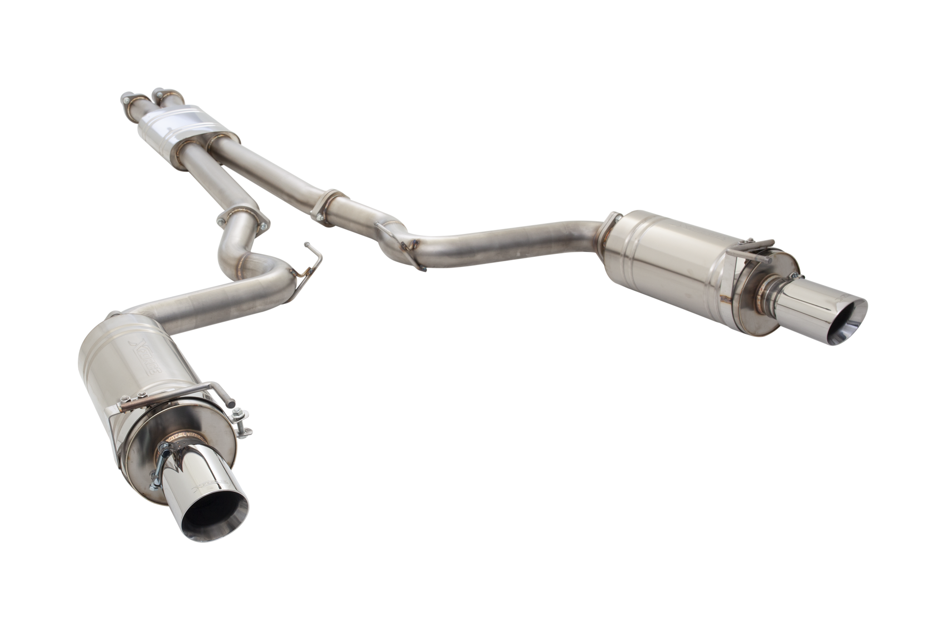 3" Cat-Back System with Round Mufflers, 304 Stainless Steel - ES-FM15-CBS