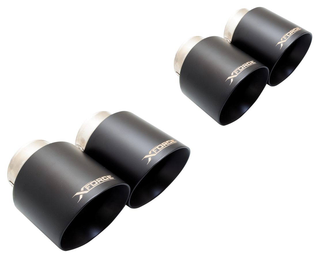 4" Twin Quad Black Tip (for Xforce system only, will not fit OEM) - ES-FM18-BLACKTIPS