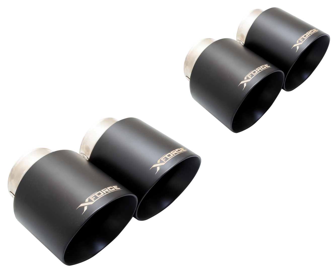 4" Twin Quad Black Tip (for Xforce system only, will not fit OEM) - ES-FM18-BLACKTIPS