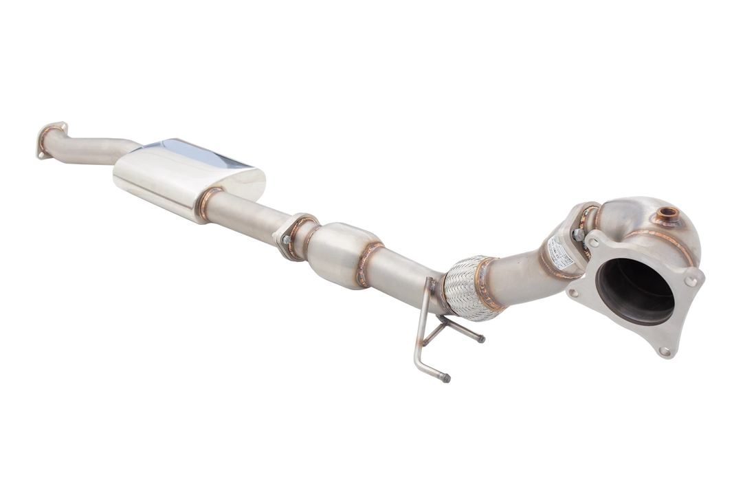 3.5"-3" Downpipe with High-Flow Catalytic Converter, 304 Stainless Steel, for Xforce Cat-Back (for track and off road use only) - ES-VW07-XFKITB