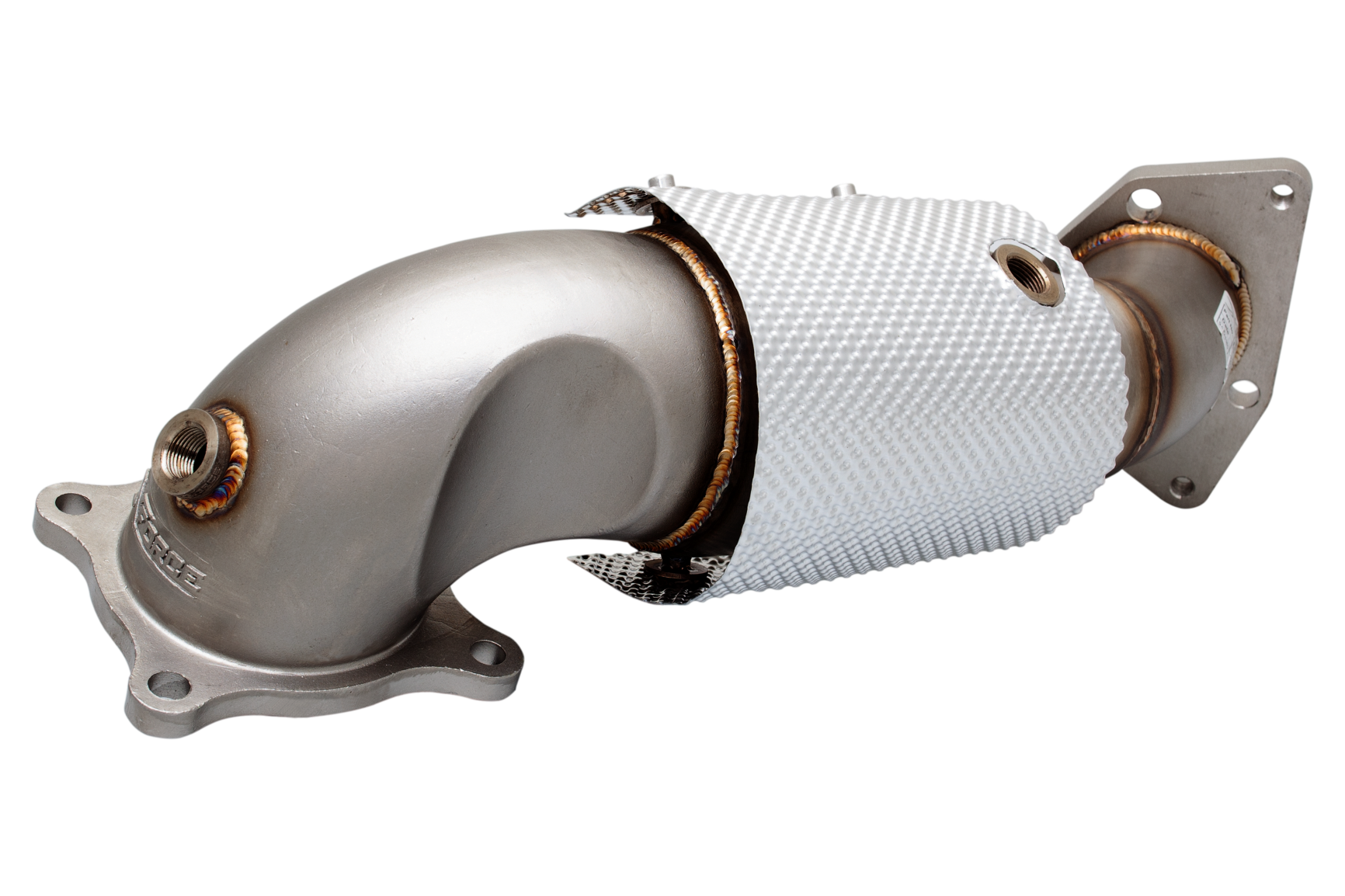4"-3" Downpipe with High-Flow Catalytic Converter, 304 Stainless Steel (for track and off road use only) - ESHCR17KITB