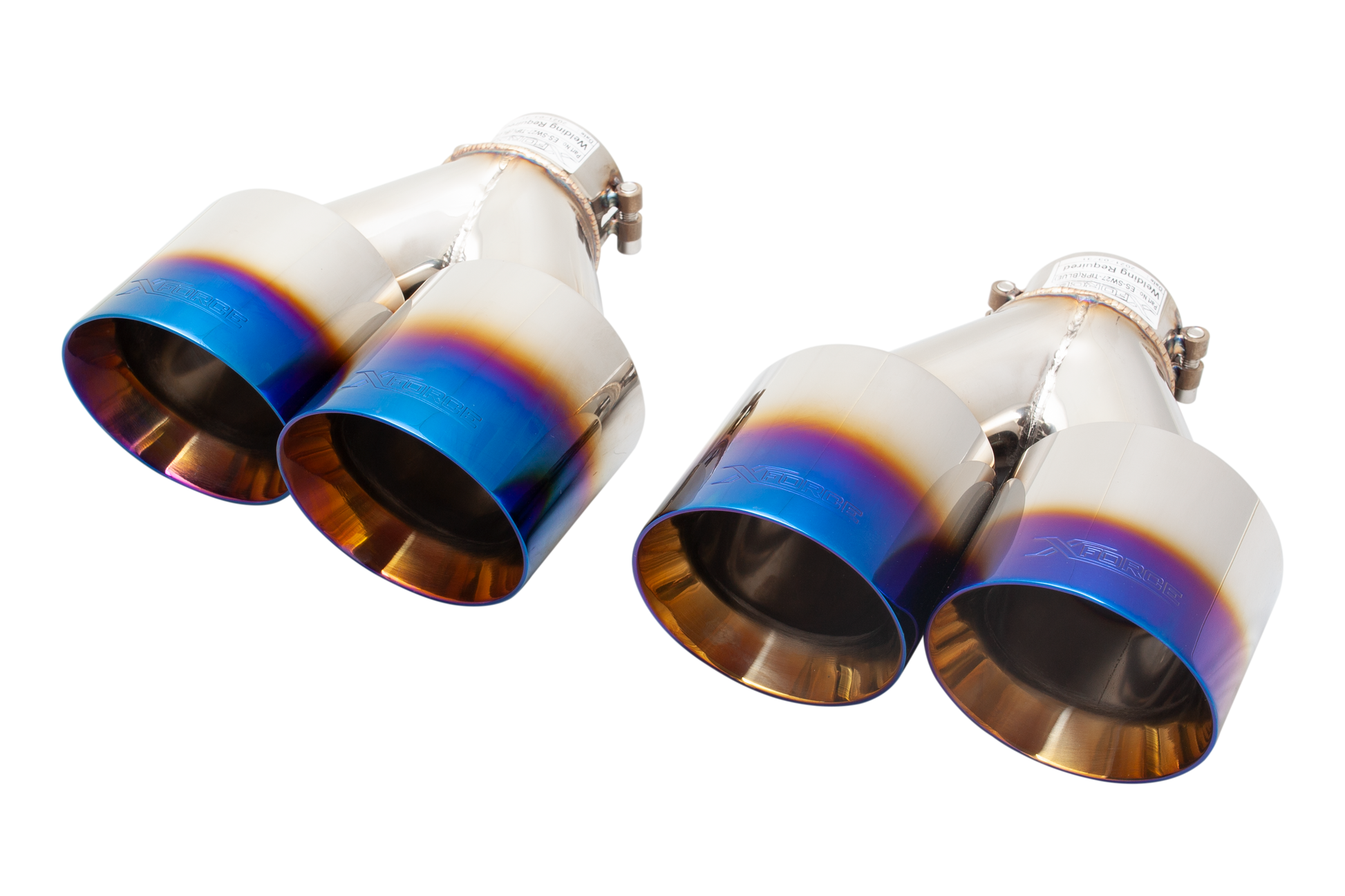 4" Twin Quad Burnt Blue Tips (for Xforce system only, will not fit OEM) - ES-SW27-BLUETIPS
