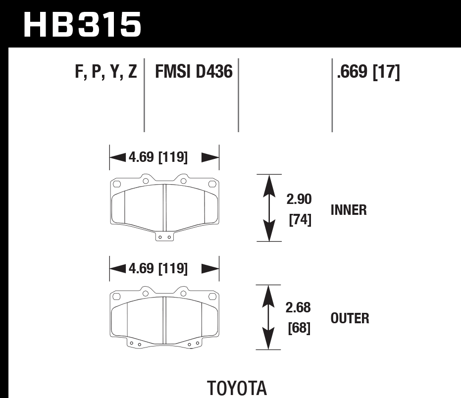 Hawk Brake Pad - HPS 5.0 - HB315B.669