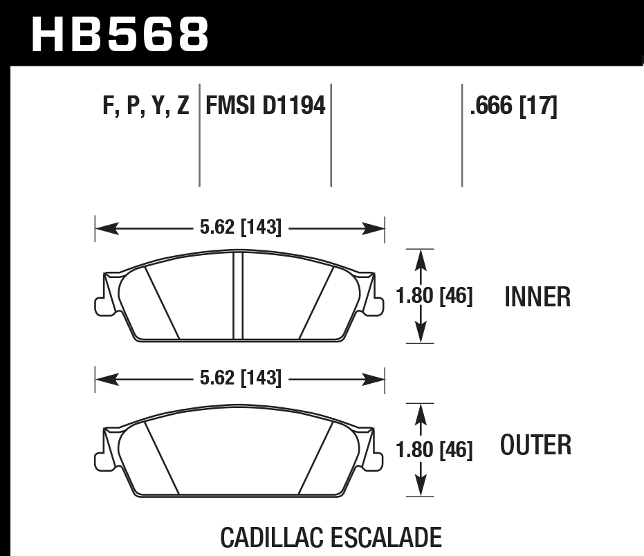 Hawk Brake Pad - HPS 5.0 - HB568B.666
