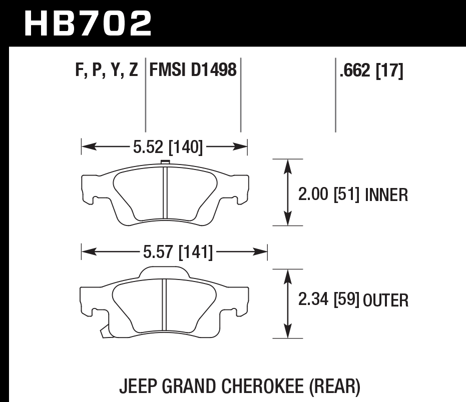 Hawk Brake Pad - HPS 5.0 - HB702B.662