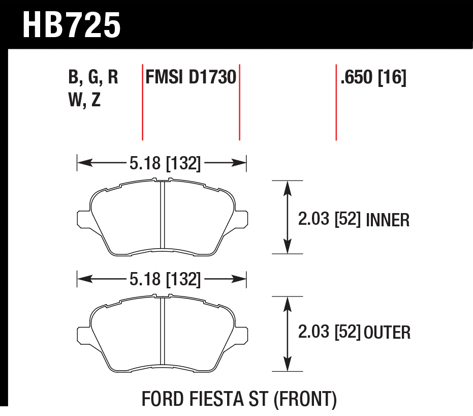 Hawk Brake Pad - Performance Ceramic - HB725Z.650