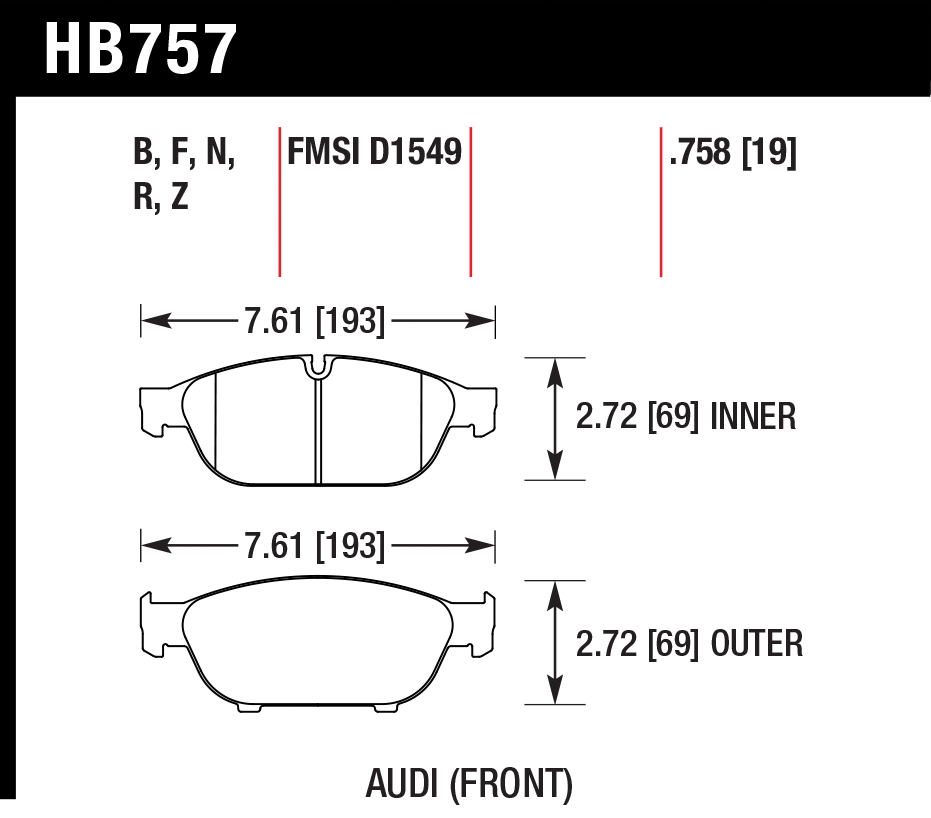 Hawk Brake Pad - HPS 5.0 - HB757B.758