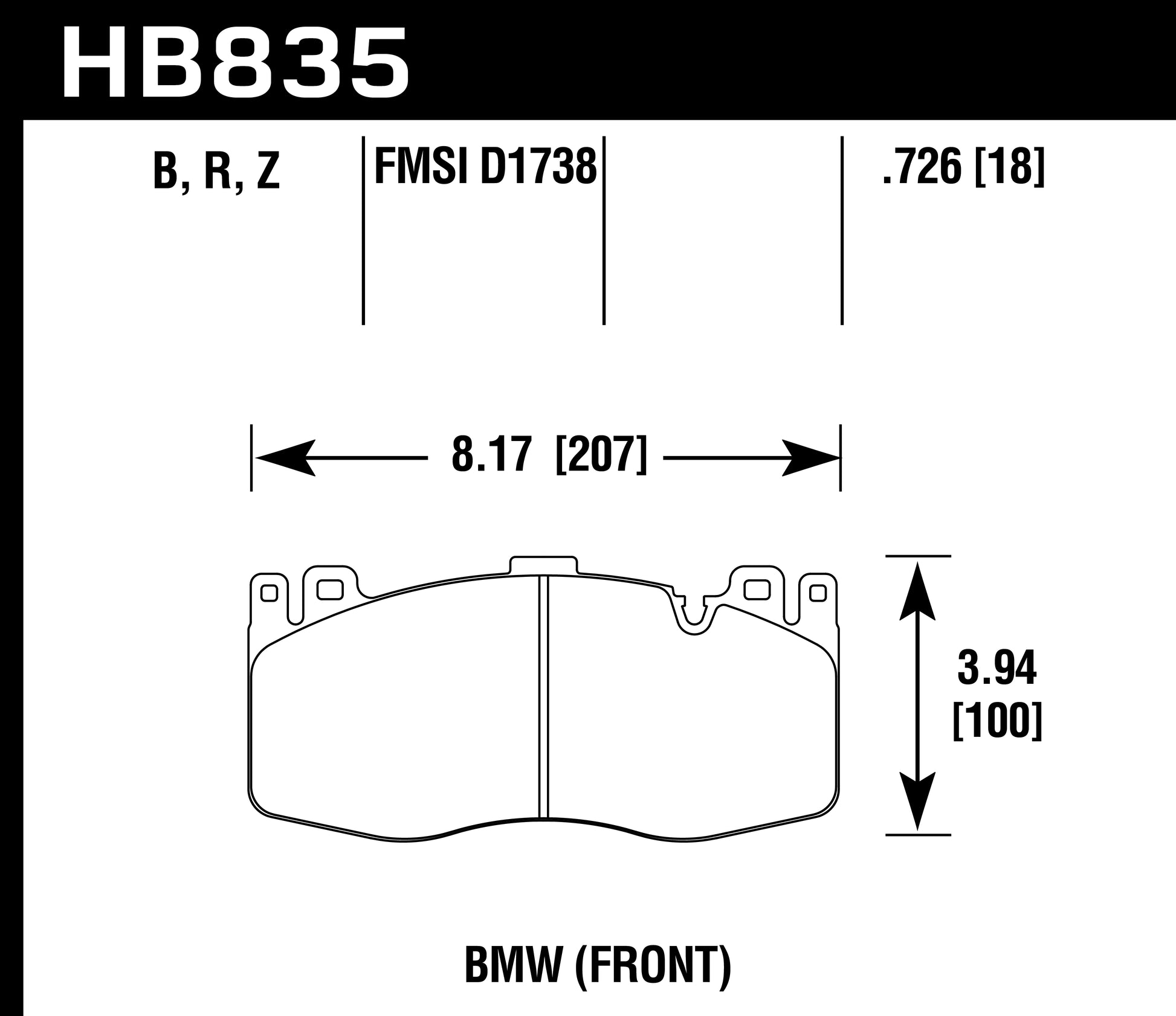 Hawk Brake Pad - Performance Ceramic - HB835Z.726