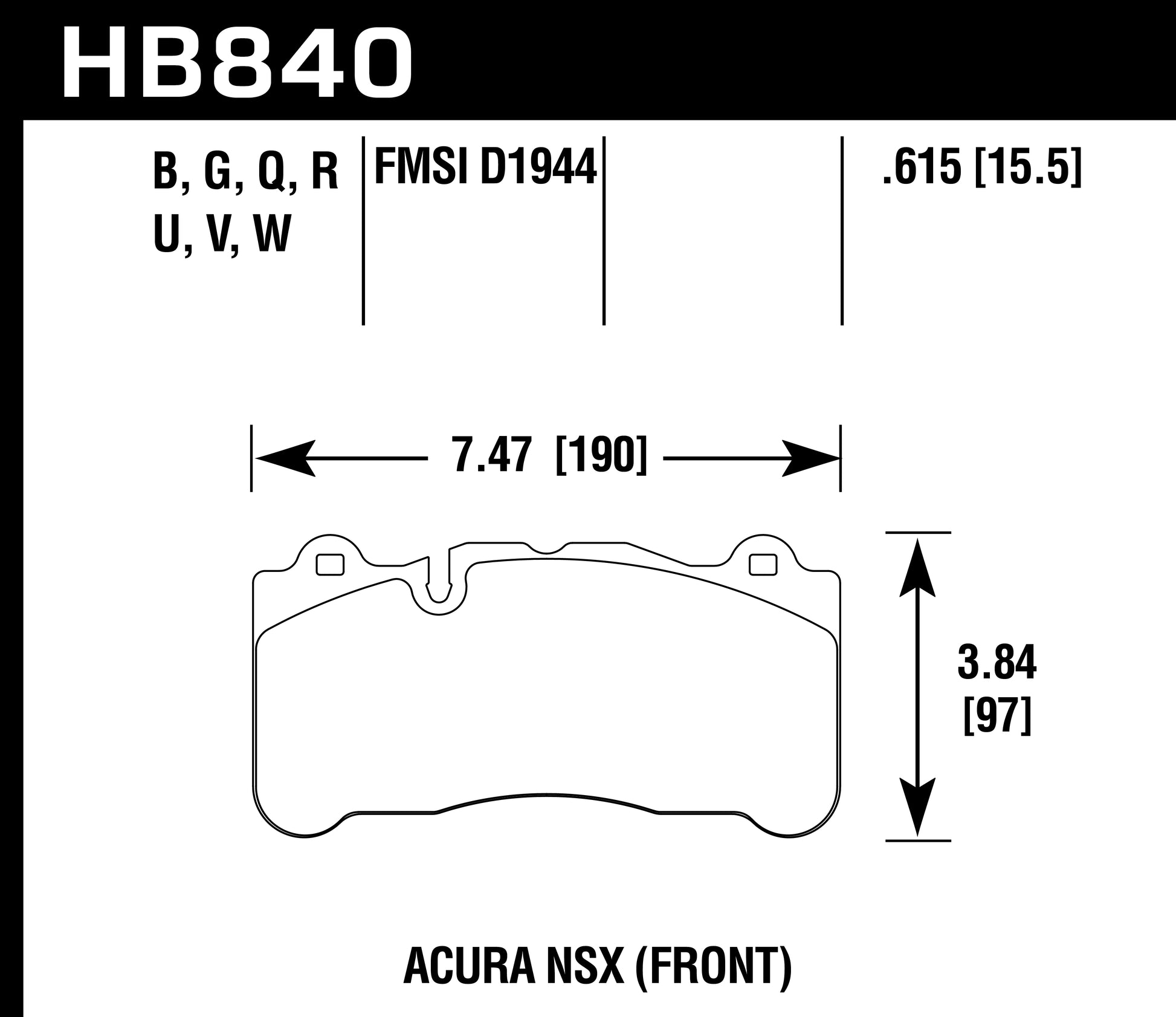 Hawk Brake Pad - DTC-60 - HB840G.615