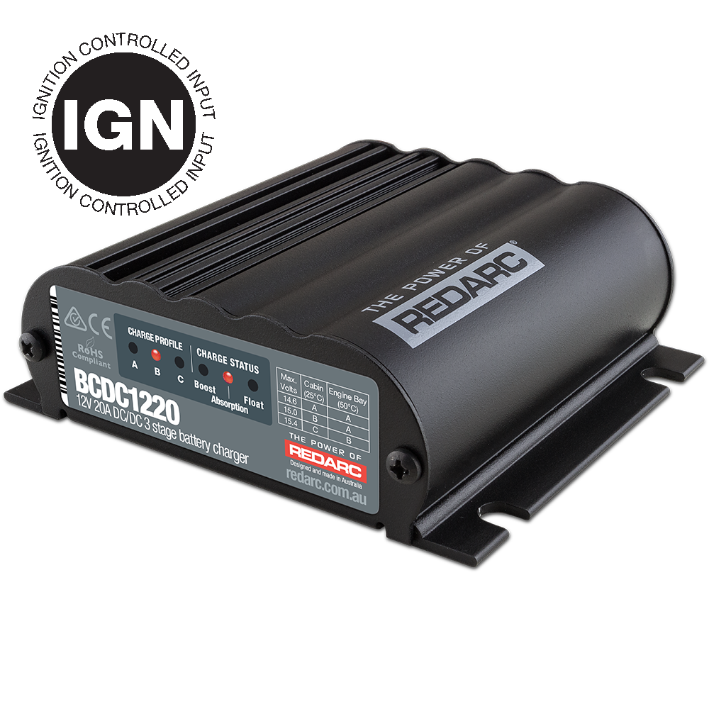 12V 20A DC-DC 3 Stage Battery Charger (Ignition Control) - BCDC1220-IGN