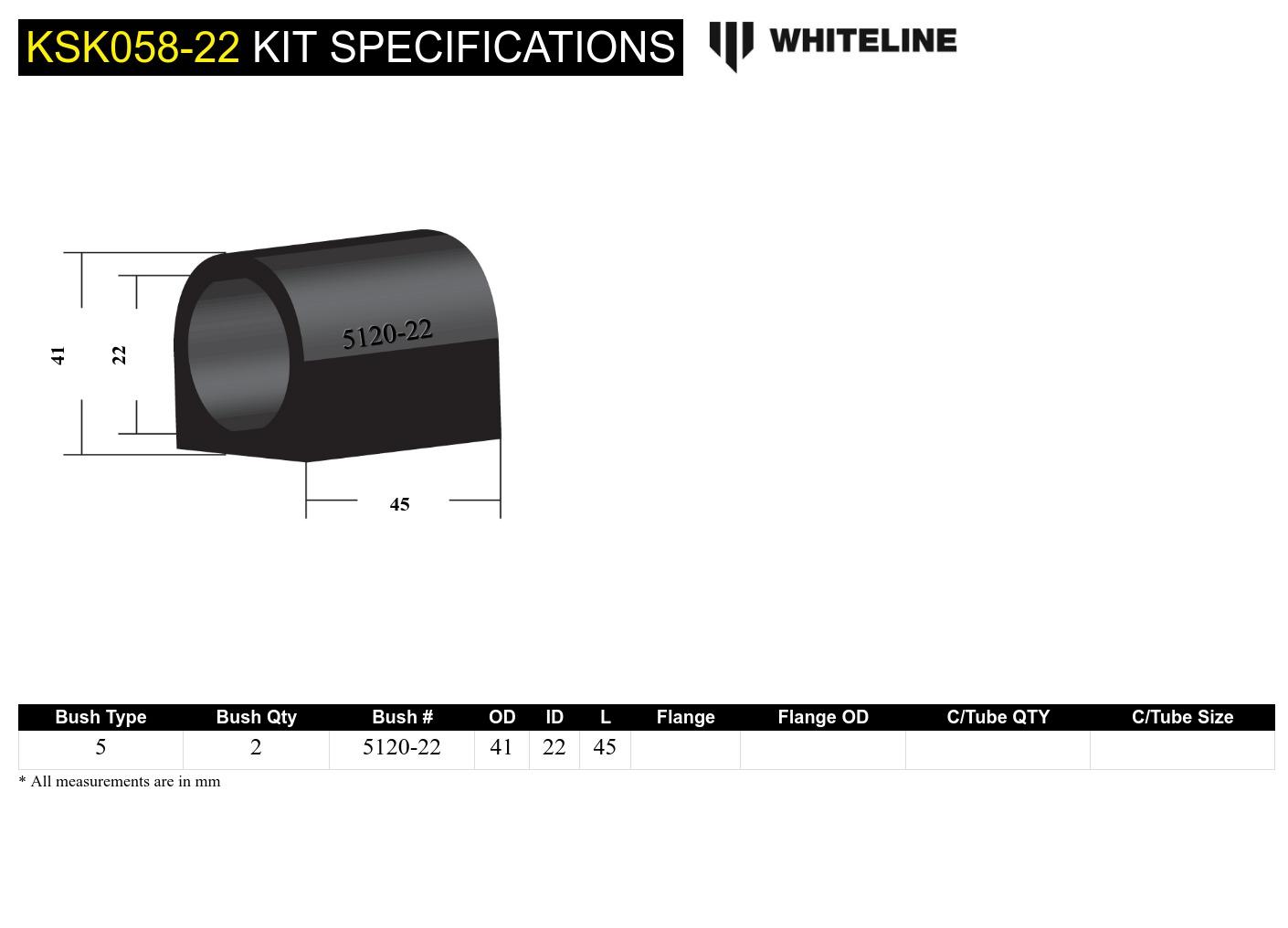 Sway Bar Mount - Bushing Kit 24mm - KSK058-24