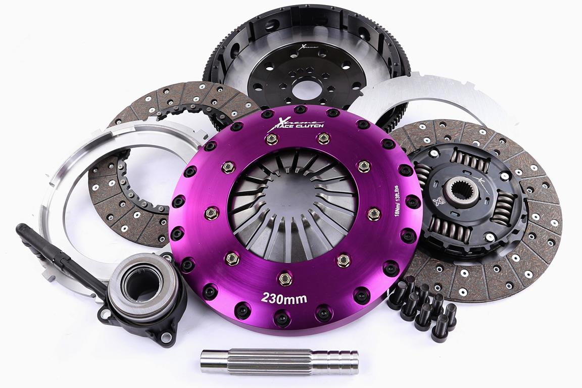 Xtreme Performance - 230mm Sprung hub Organic Twin Plate Clutch Kit Incl Flywheel & CSC 1000Nm (8 bolts) - KVW23698-2A