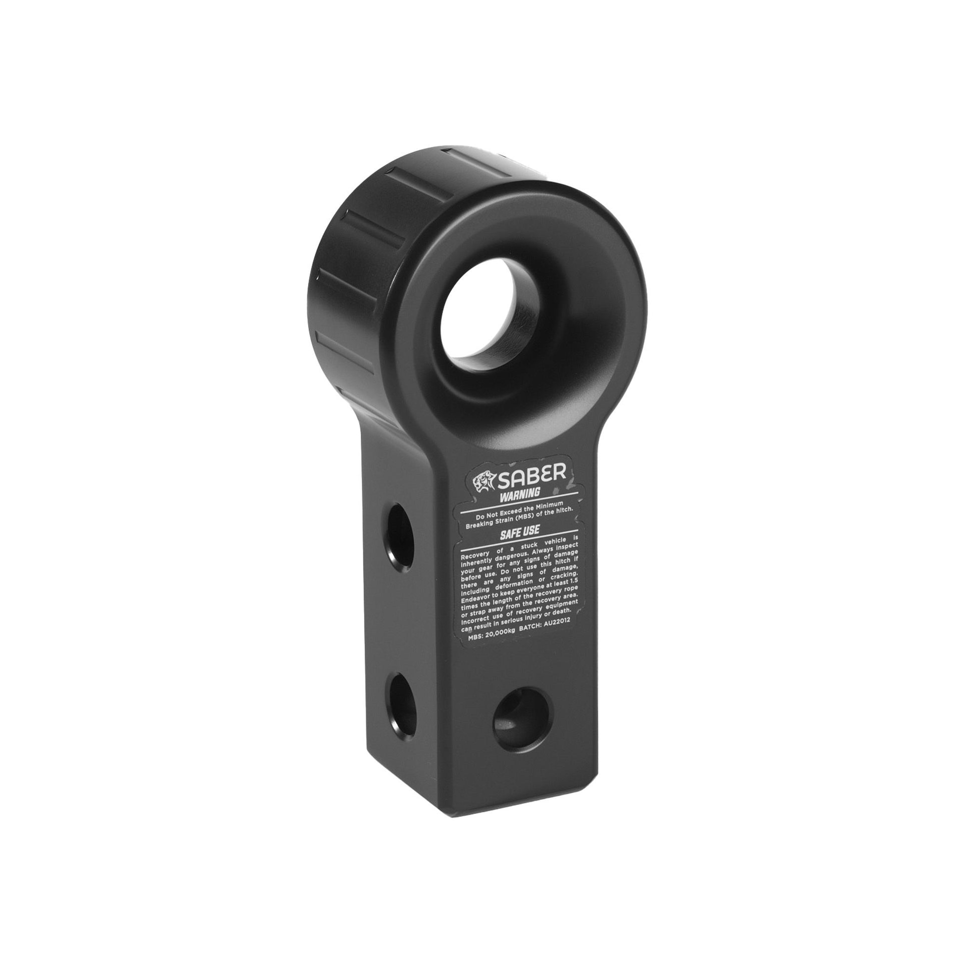 7075 Aluminium Rope Friendly Recovery Hitch - Black & 9K Soft Shackle - SBR-RFRH2BLKK1